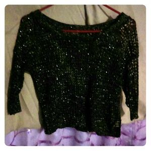 Knitted black sparkly crop top